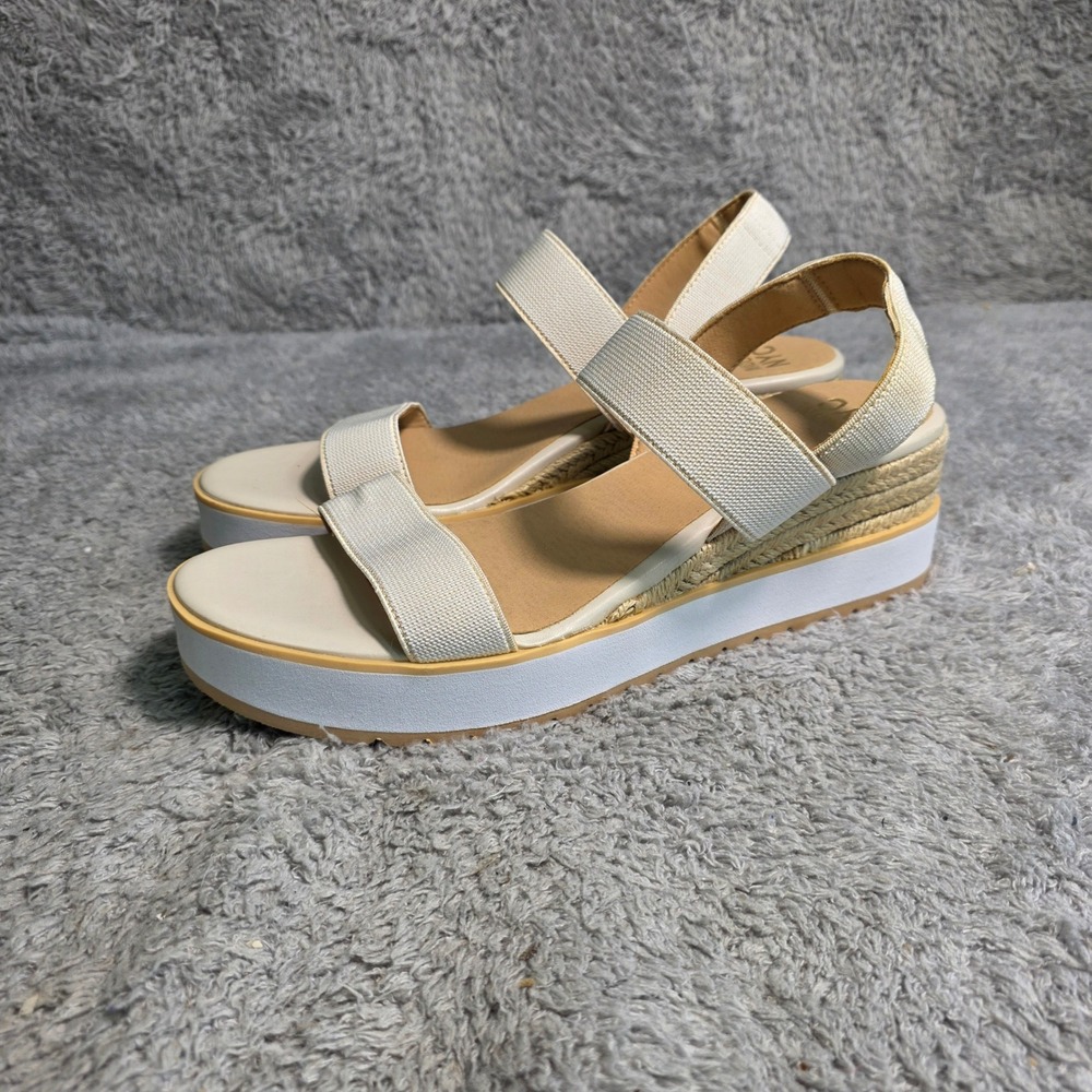 Madden‎ NYC Wedge Sandals Cream Espadrille Platform Elastic Women 11 NEW